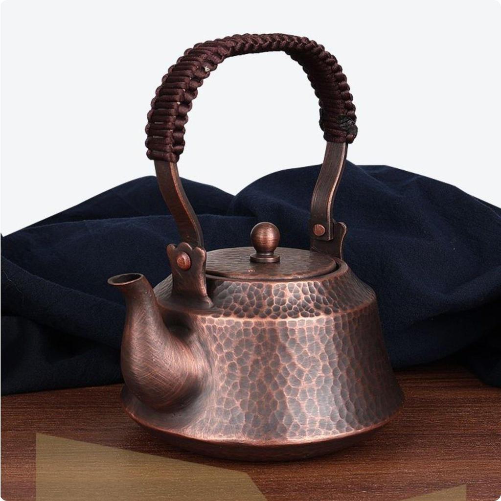 Handmade Copper Tea Kettle Thickened Body Hammered Teapot Traditional Craftsmanship Lift