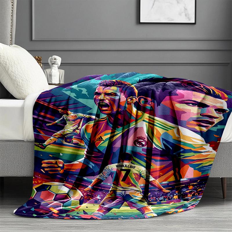 Cristiano Ronaldo Print Blanket - Soft & Comfortable, for Bedroom, Travel, Sofa, Home Decoration - Birthday Christmas Gift for Friend