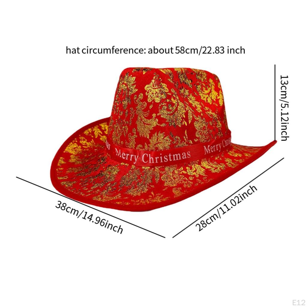 Christmas Cowboy Hat Casual for Stage Performance Carnivals Travel