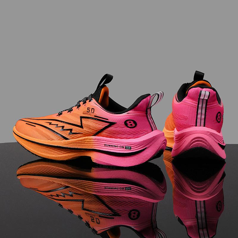 Men Sport Shoes Professional Cushioned Carbon Plate Running Shoes Breathable Lace-up Casual Sneakers Marathon Athletic Footwear