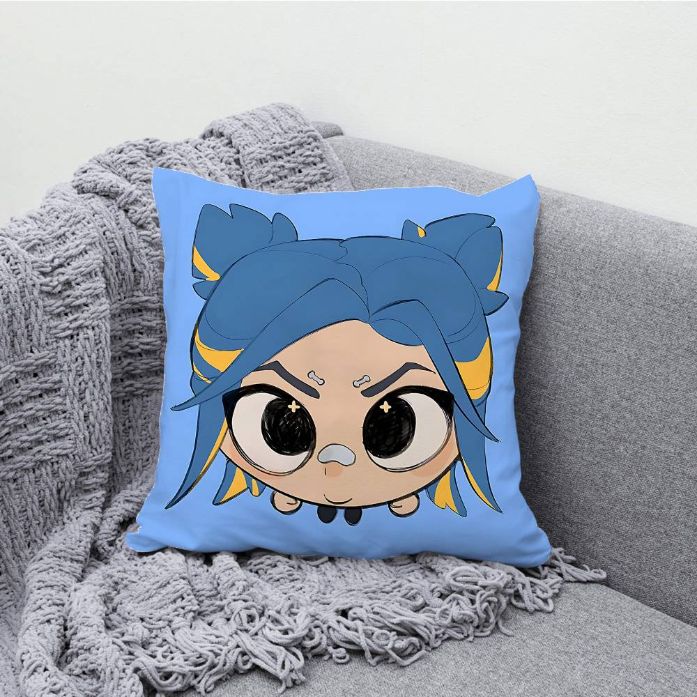 V-ValorantES Chibi Pillowcases Bedroom Living Room Sofa Home Decor Polyester Cushion Cover with Zipper