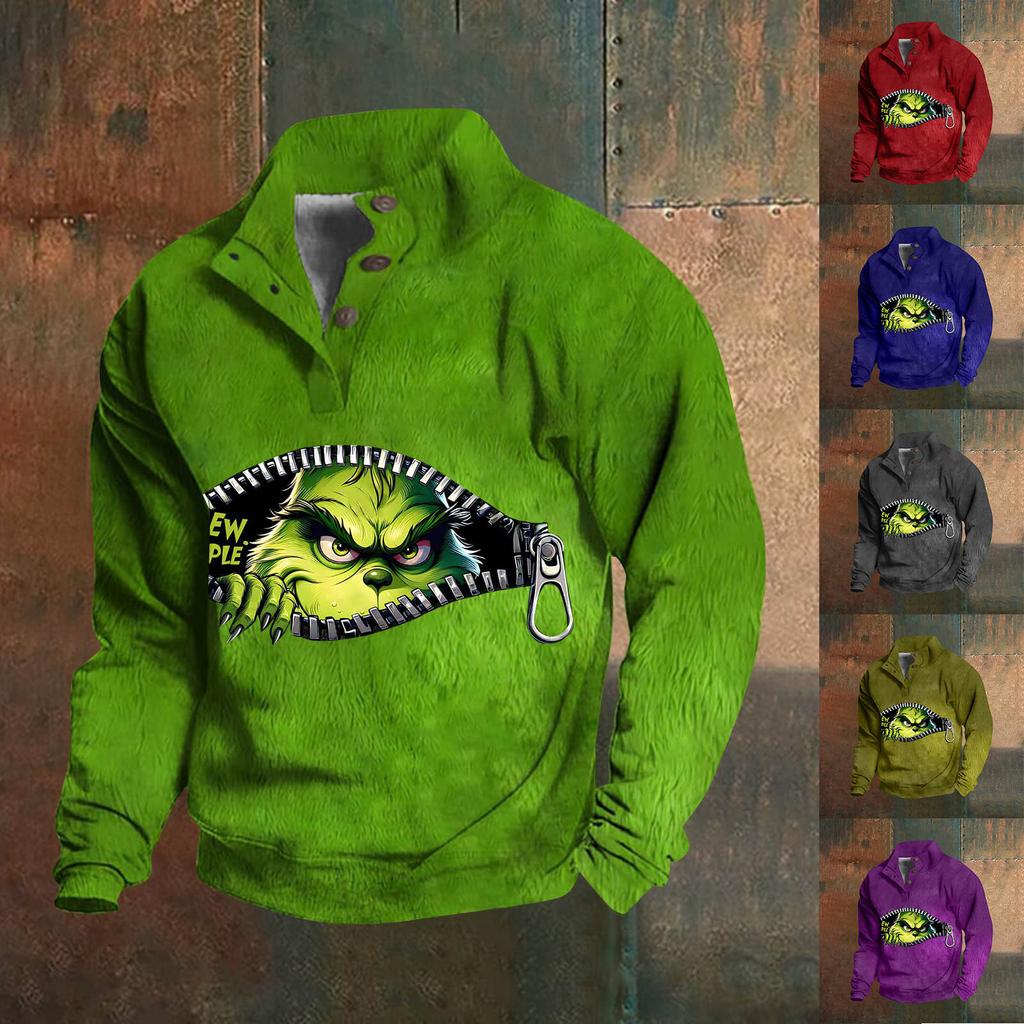 Men's T-shirts, Men's T- Shirts, Men's Furry Long Sleeve Shirts Christmas Men's Long Sleeve Shirts Men's Long Sleeve Shirts Green