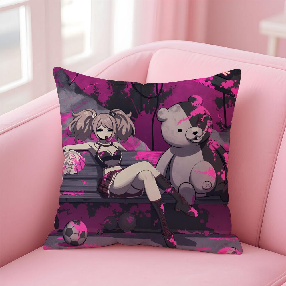 Mystery Anime DDanganronpa Cushion Cover Pillowcase Short Plush Invisible zipper Room Sofa Cushion Cover