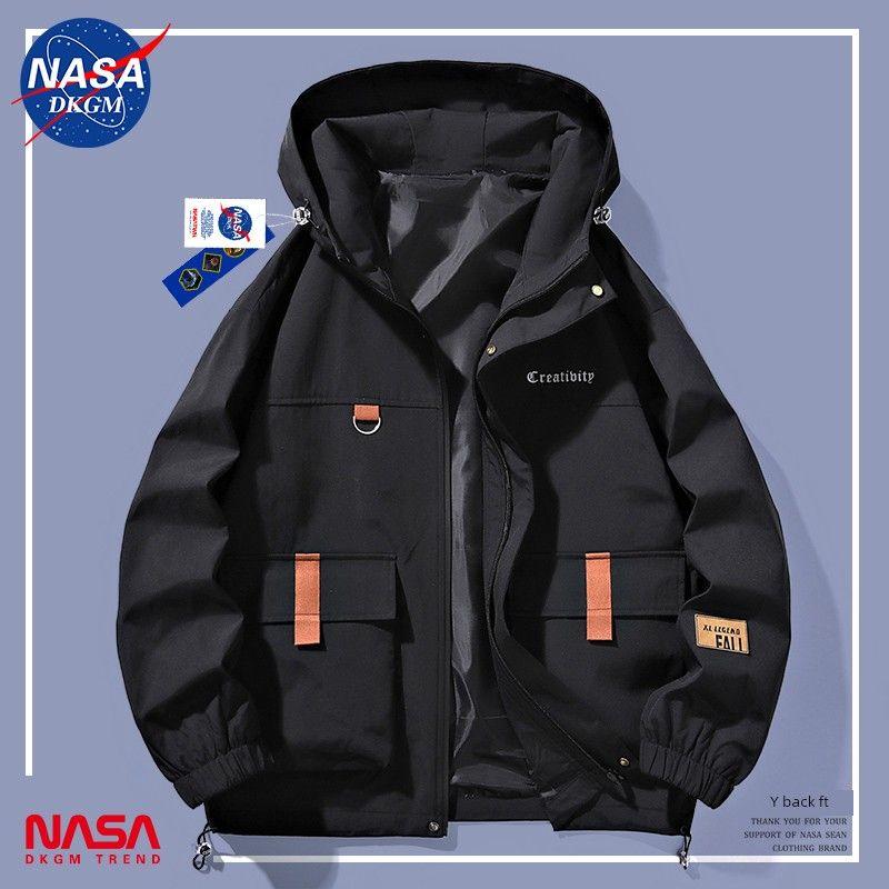 Nasa Fleece Jacket for Men, Spring, Autumn and Winter Hooded Jacket, Outdoor Windproof Thickened Lamb Fleece Mountaineering Jacket, Trendy Brand