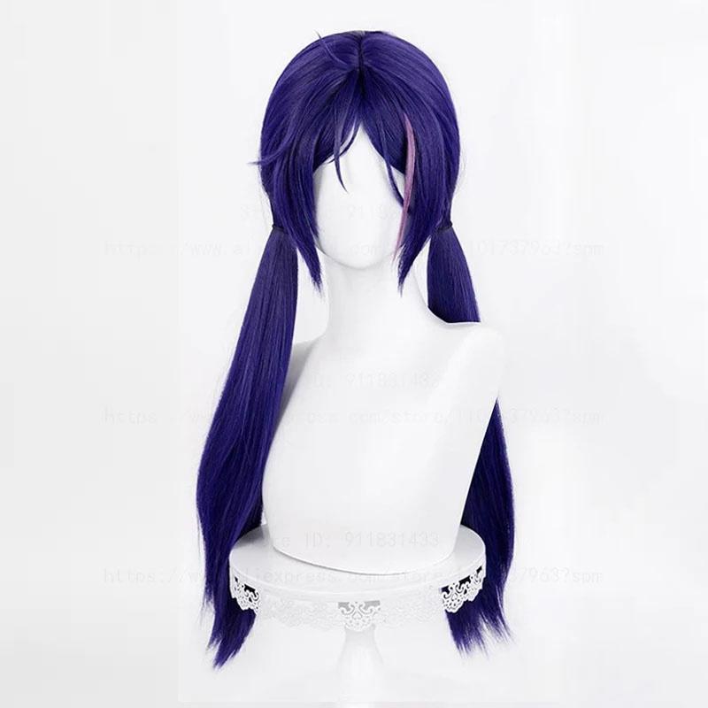 

Высококачественный парик для косплея Crazy Mita 68 см, фиолетовый, синий, с хвостиком, термостойкие синтетические волосы, парики в стиле аниме MiSide + шапочка для парика One Size