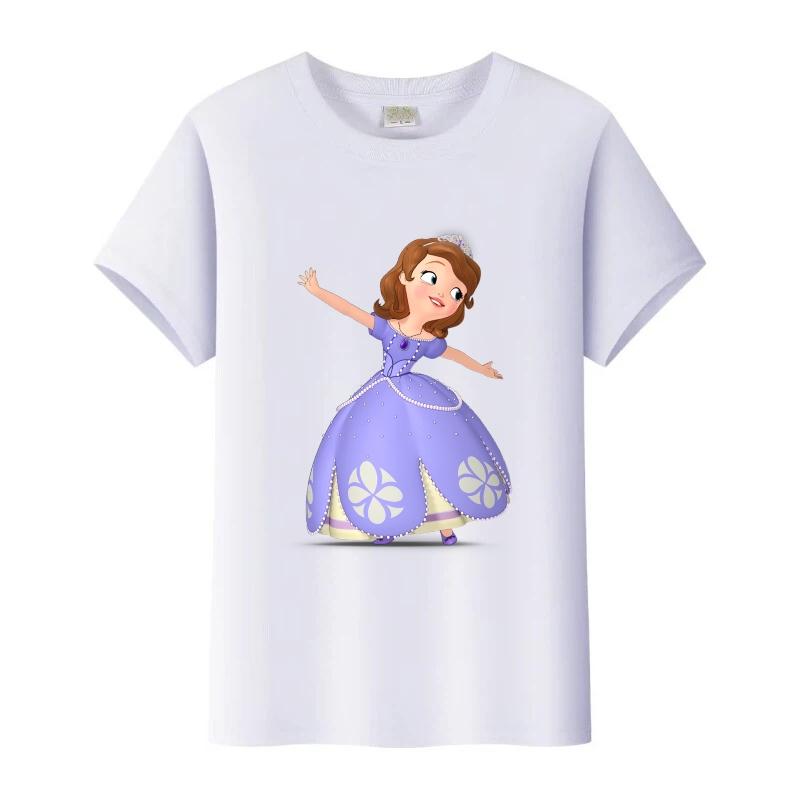 Disney Sofia První Princezna Kreslená Trička Dívčí Kulatý Výstřih Top Tričko Y2k Volné Halenky Harajuku Tričko Letní Oblečení Dárek