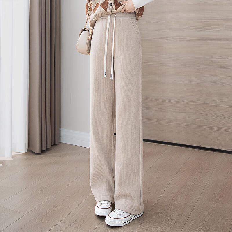 Women's Fleece-Lined Wide-Leg Drawstring Sweatpants