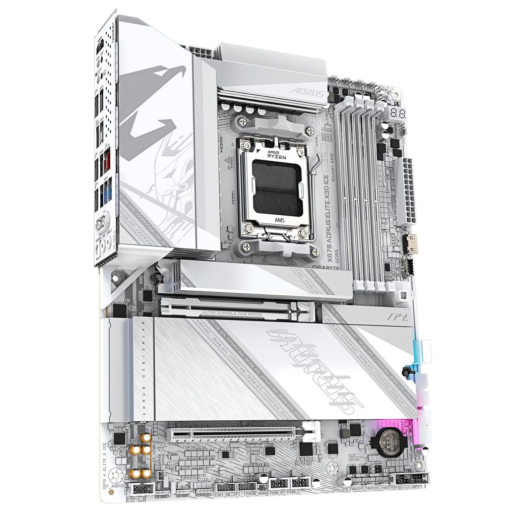 Gigabyte X870 AORUS ELITE X3D ICE ATX Motherboard White MB6890