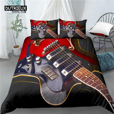Home Living Luxury 3D Guitar Print 2/3Pcs Comfortable Duvet Cover PillowCase Bedding Sets Queen and King AU/EU/US Size