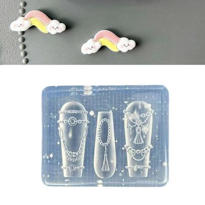 Stampo in Silicone per Nail Art per Manicure Francese a Rilievo con Design a Catena Nodo Cinese Vintage Materiali Riutilizzabili per Artigianato