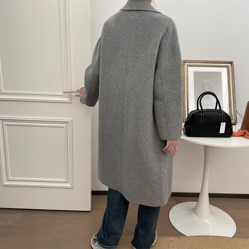 Wool Coat Women's Double-breasted College Style Coat Cashmere Premium Feeling Tweed Jacket Autumn and Winter