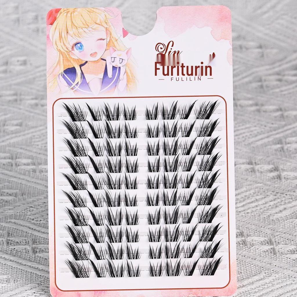 Fuli Lin Hybrid Faux Lashes: Cat, Rabbit, Fox Dual Cluster, Natural Look, Upper Eyelashes