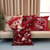 Elegant Red Koi Fish Pillowcase - Floral Pattern Print Pillow Cover for Sofa Bedroom Living Room