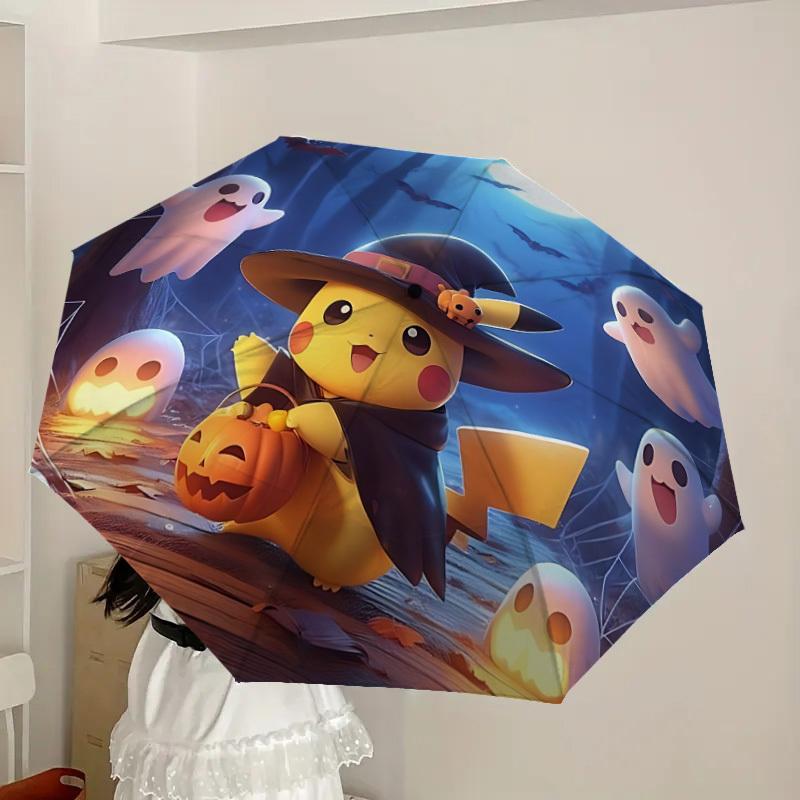 1pc Halloween Pikachu Automatic Folding Umbrella] Durable Iron Frame & Rod, Portable Folding, Makes a Great Holiday Gift Yy251016240