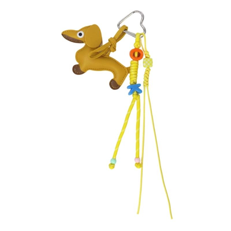 Portable PU Sausage Dog Keychain Holder Lightweight Key Ring Creative Animal Design Keyring For Everyday Use