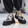 New Fashion Motorcycle Boots Men Strap Designer Men's White Boots Streetwear Platform Shoes Men Black Leather Short Barrel Boots
