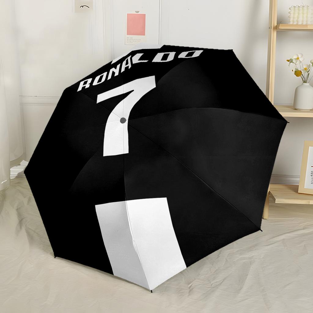 Ronaldo Legacy Drive Night Outdoor Automatic Umbrella Sturdy 8-Rib Shaft Durable Plastic & Iron Travel Essential Vibrant Pattern Umbrella