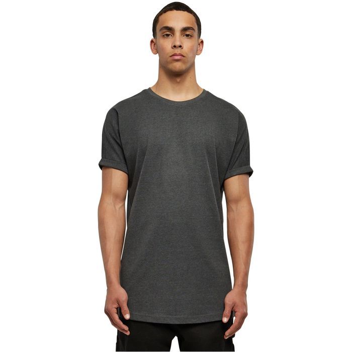 T-Shirt Long Shaped Turnup - Urban Classics - Homme - 100% coton - Couleur gris - Manches courtes