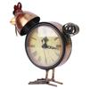 European Retro Style Chicken Shaped Iron Clock Desk Table Clock Home Ornament Craft Gifts