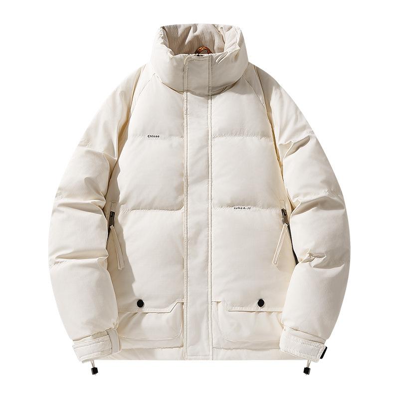 

Мужской зимний пуховик новый, со стойкой, однотонный, утолщенный и теплый, мужской пуховик-хлеб, универсальная куртка, тренд 4XL