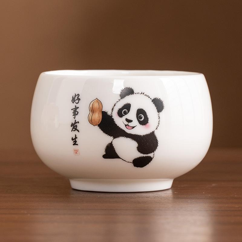 Guochao Panda Suet Jade Porcelain Master Tea Teacup Teacher Holiday Opening Business Commemorative Gift Box Gifts