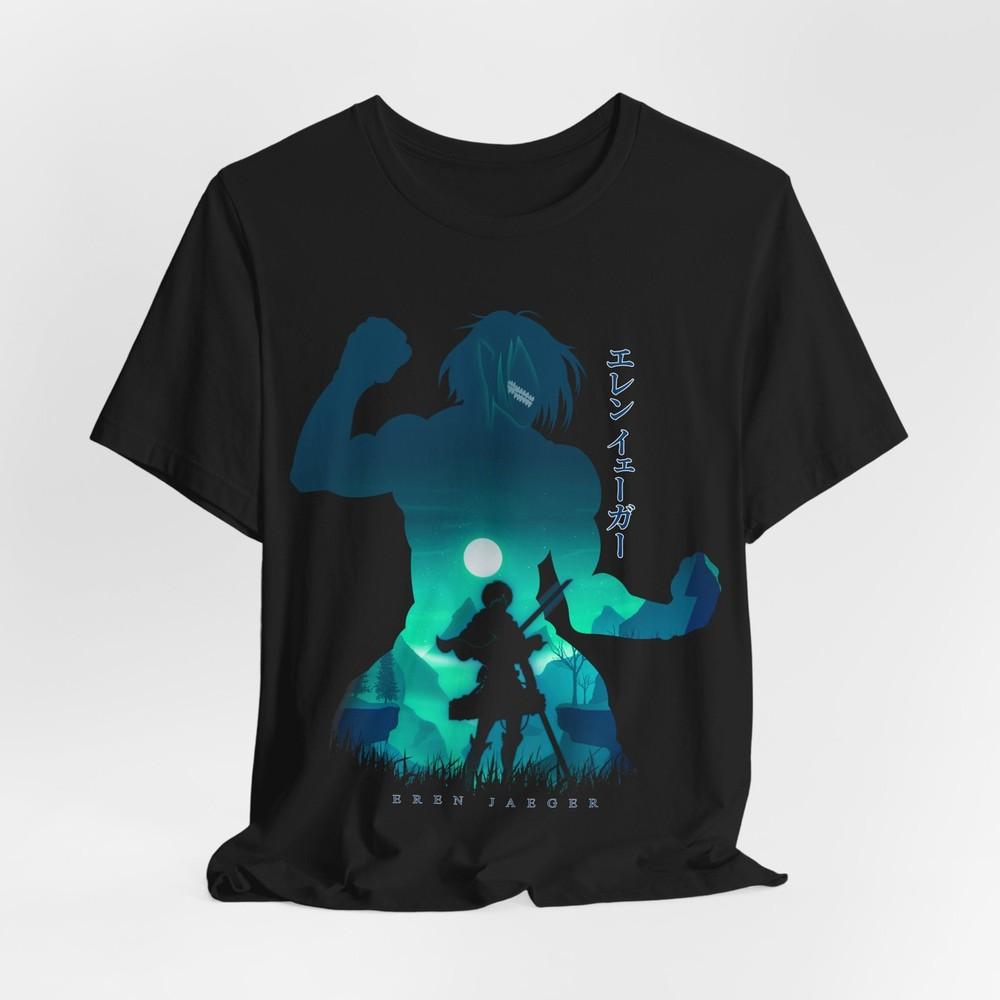 Anime Eren Yeager Tee, Anime Fan Shirt, Silhouette Anime Tee, Everyday Wear,