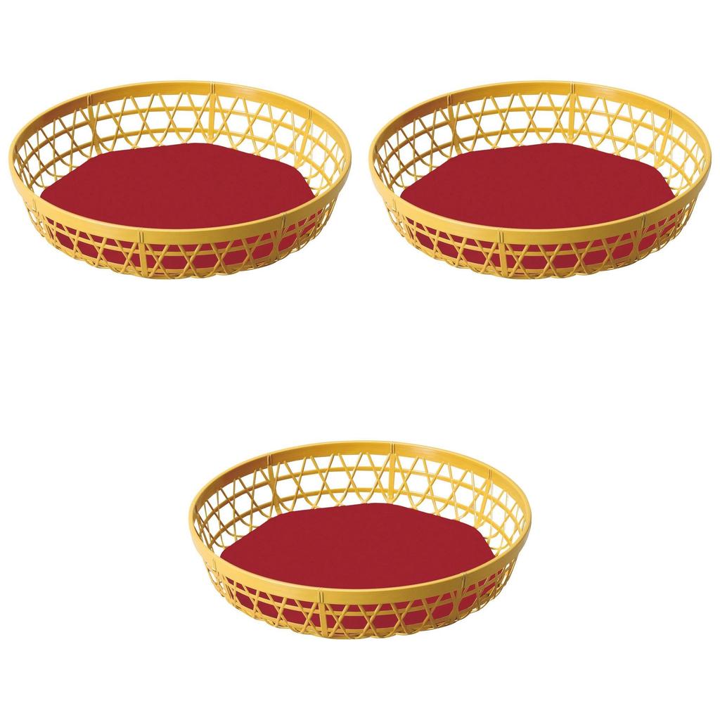 Set of 3 ABS Bamboo Cutter Round Cream Interior with Red Bottom Diameter x Bottom x ABS Setomonohonpo [A] 10-inch Baskets, [31.3mm 6.1cm, 26.5mm 25cm]