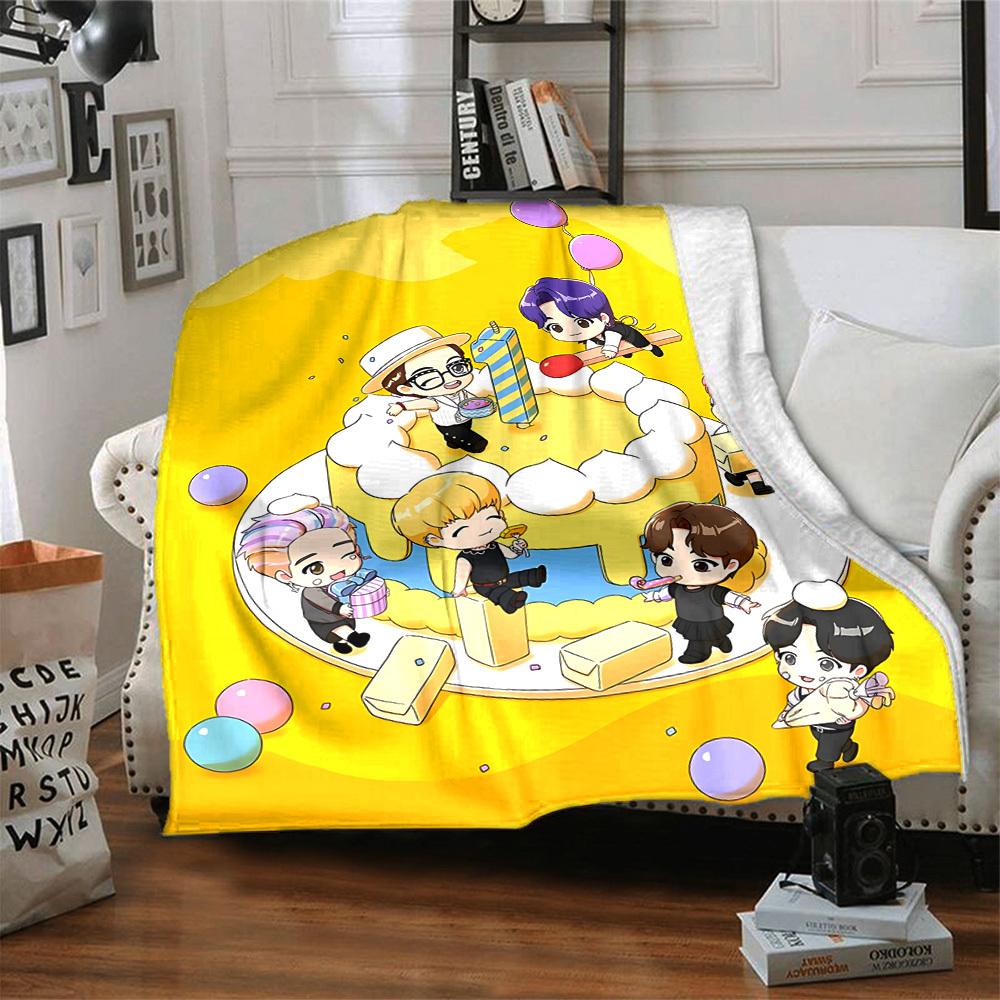 1pc , K Pop Flannel Blanket [Cozy Throw Blanket] For Sofa, Bed, Travel, Camping, Livingroom, Office, Couch, Chair, And Bed