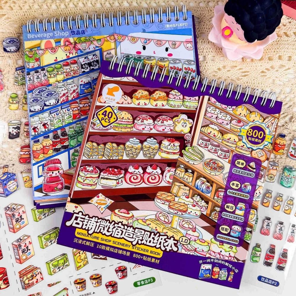 10 Scenes Miniature Scene Sticker PET Die-cut Scene Sticker Book 3D Stacking Sticker Holiday Gifts