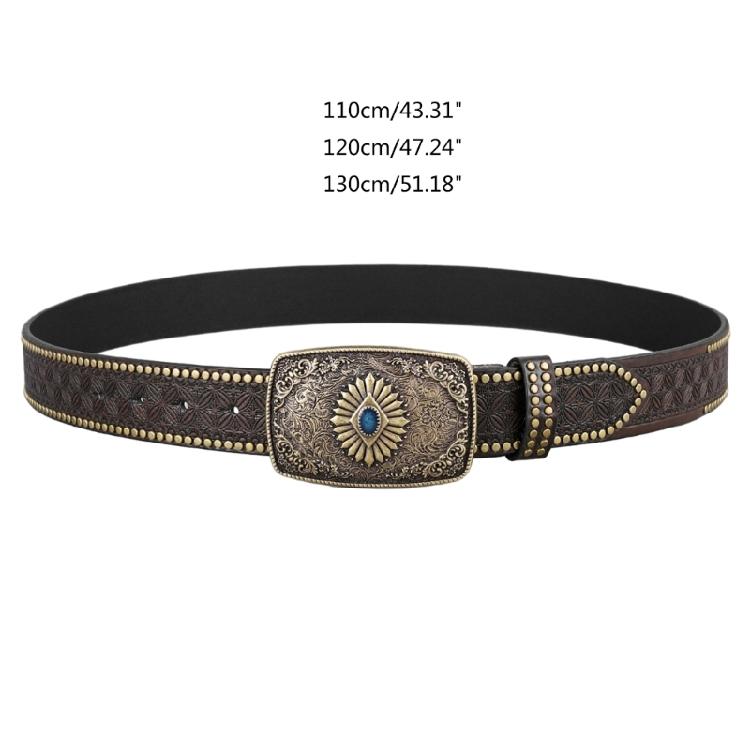 Women Men Belt Casual PU Leathers Adjustable Belt Waistband Western Cowboy Belt