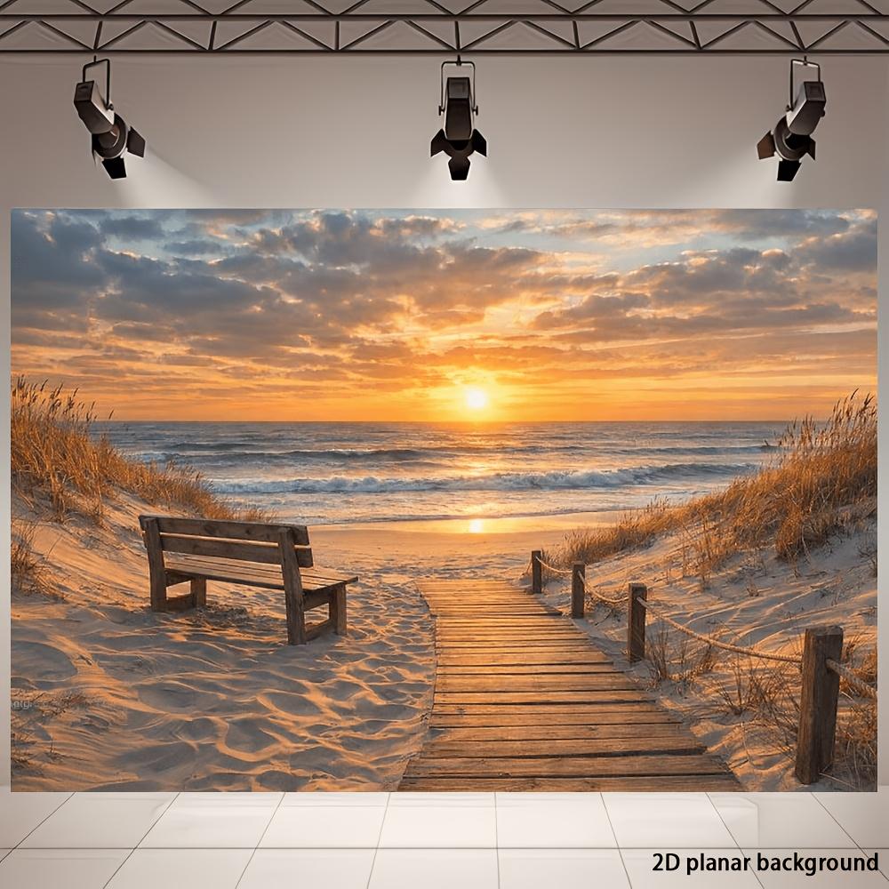 1Pcs Seaside Sunset Scenery Decoration Background Winter Backdrop Decorations For Photo Studio Photo Booth Christams Party