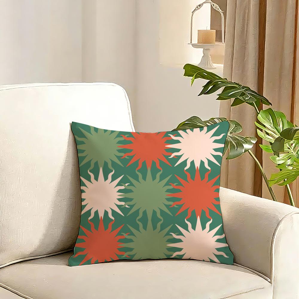 Bohemia Green Cushion Cover Reversible Plush Pillow Cover Soft Fluffy Home Decor for Sofa Bedroom