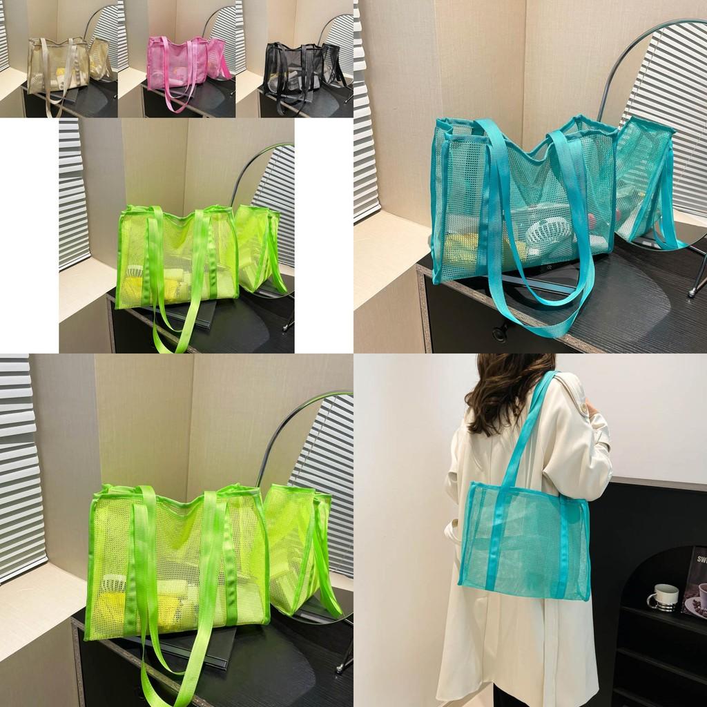Chic Fashionable One Shoulder Mesh Beach Bag With Soft Lightweight Design