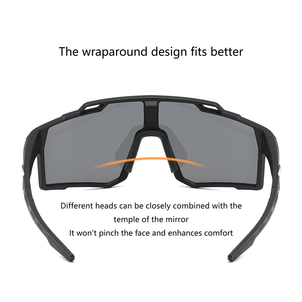Winddichte Staubdichte Outdoor-Brille zum Radfahren Laufen Polarisierte PC-Gläser 99% UV-Blockierung Unisex-Design