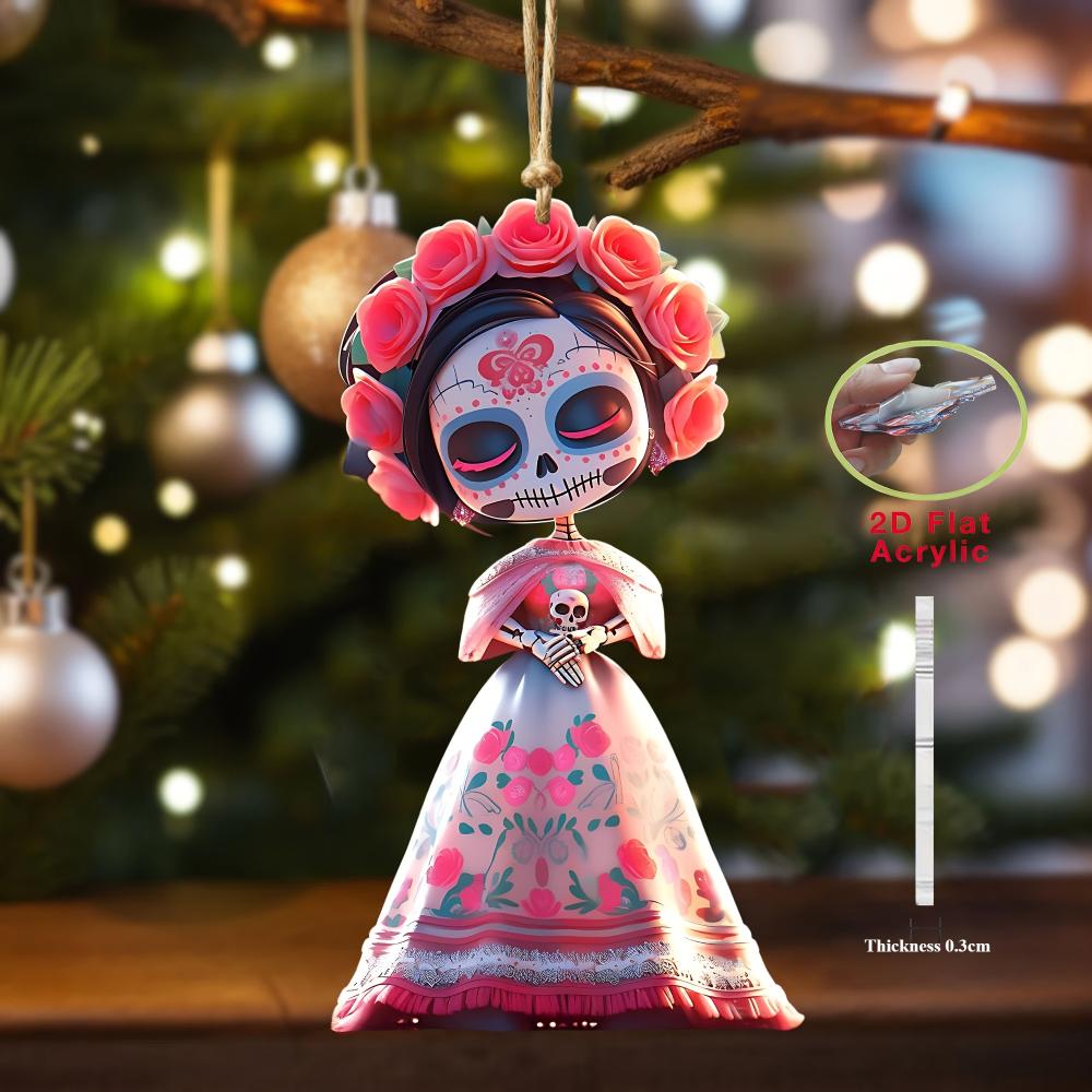 2D Flat Acrylic Pendant Mexican Doll Holiday Ornaments Perfect for Christmas,Carnival,New Year, Halloween - Holiday Home, Office and Party Decorations