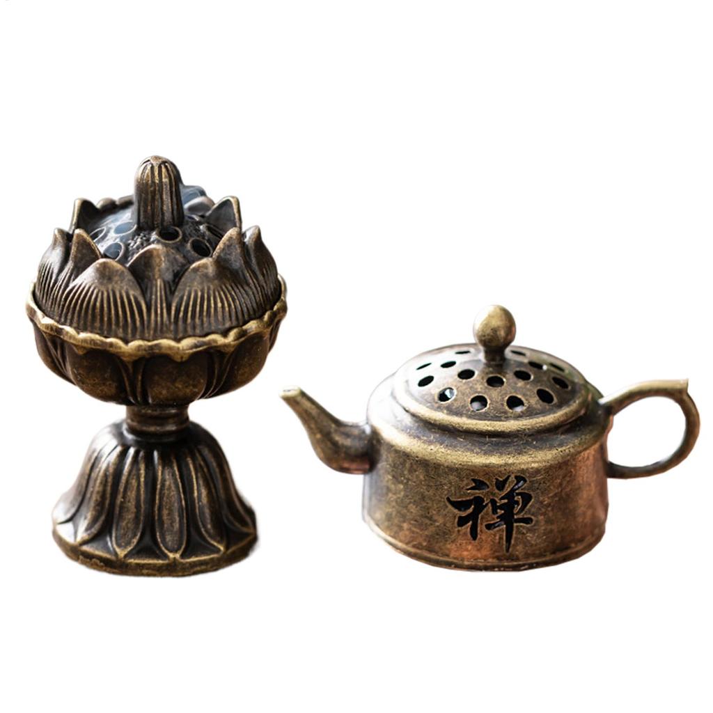 Aromatherapy Incense Burner Zinc Alloy Aromatherapy Burner mini Tea Pot Shape Incense Holder Artistic Zen Incense Burner Decor