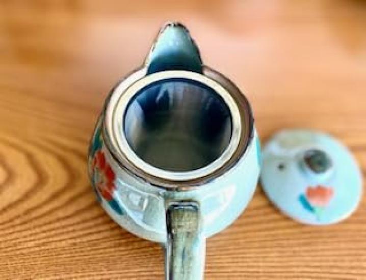 Hyakukaen Kutani Teapot, Large, Camellia and Bird Design, Ceramic, Insulated, 350ml, Single Item