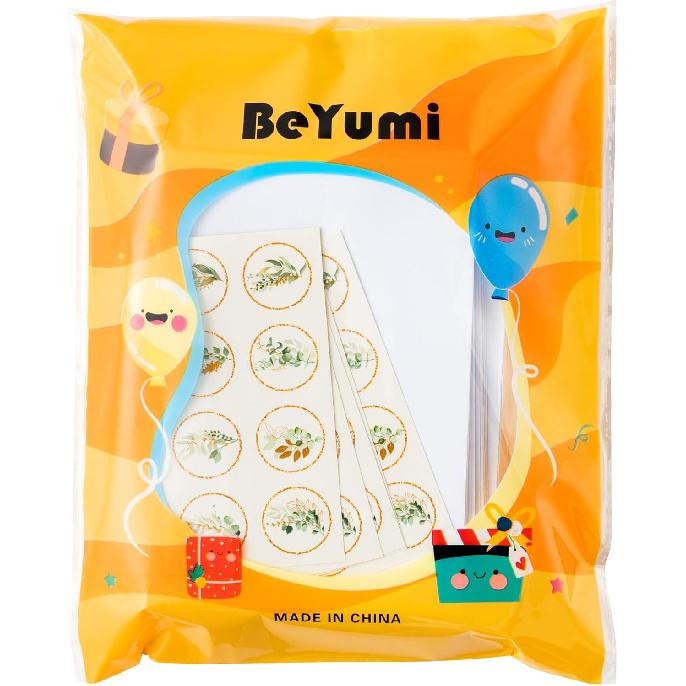 BeYumi 85Pcs Gold Greenery Greeting Cards with Envelopes Stickers Watercolor Botanical Note Cards Green Plant Thank You Blank Card for Birthday