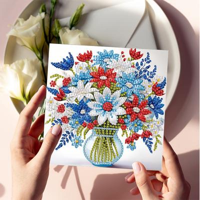 6pcs DIY Diamond Painting Greeting Card Set Happy Mother's Day Pattern Diamond Art Handmade Cards for Festivals and Celebrations