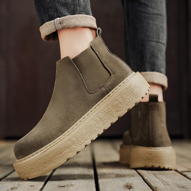 Martin Boots New Winter Retro Fur Chelsea Boots High-top Platform Short Boots