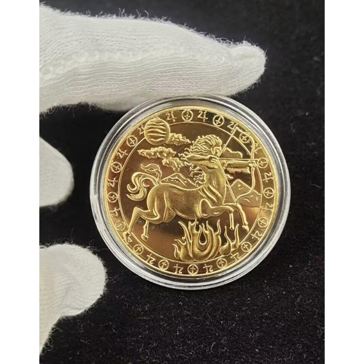 Dwanaście pamiątkowych medali konstelacji Złote monety Wróżka Zębówka 12 rękodzieła zodiaku Monety europejskie i amerykańskie Monety konstelacji Szczęśliwego Strażnika