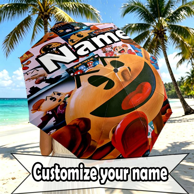 Custom Name Personalized PAC Print Umbrella, Auto Open Close, 8‑Rib Sturdy Frame, Commute Camping Hiking Use, Birthday Gift