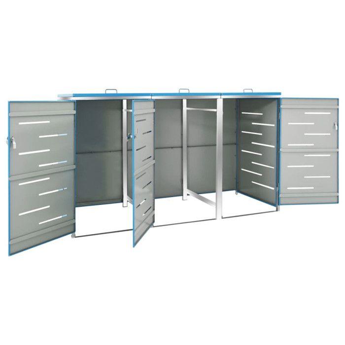 VidaXL Shelter for Three Bins 207x77.5x115 Cm Stainless Steel, Stainless Steel, 51.95kg