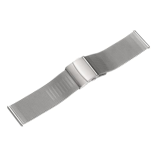 uxcell 24mm Wide 1.8mm Thick Stainless Steel Mesh Watch Band, Quick Release Metal Watch Strap, Adjustable Folding Cresp Replacement Band for Men and W