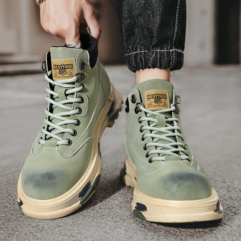 Autumn and winter new youth outdoor high-top Martin boots men's trend lace-up casual tooling shoes leather boots