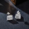 Rectangle Cut Moissanite Stud Earrings Square 14K White Gold Plated Earring