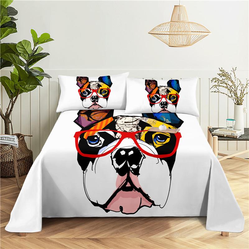Cartoon Wolves 0.9/1.2/1.5/1.8/2.0m Digital Printing Polyester Bed Flat Sheet With Pillowcase Print Bedding Set