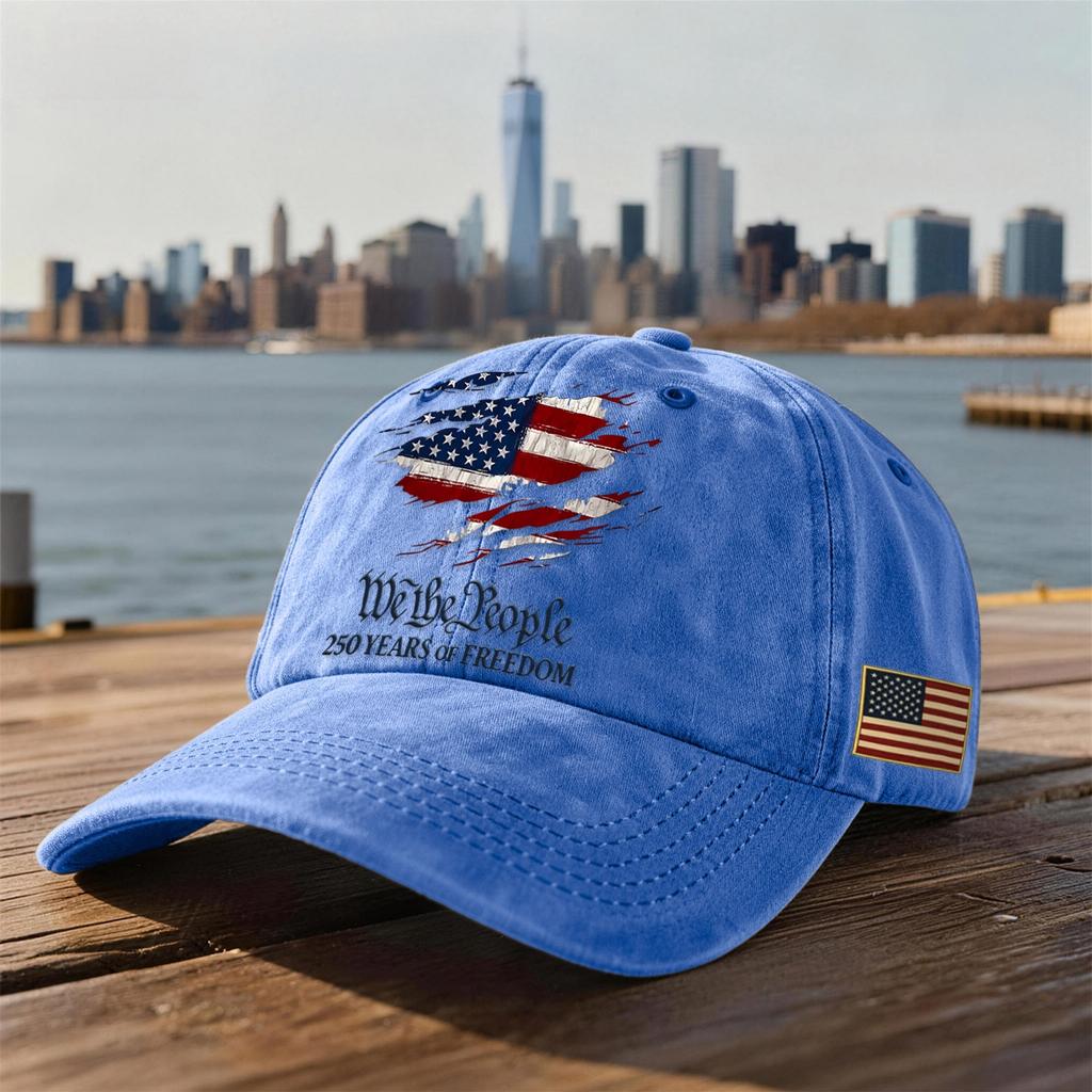 Unisex USA 250th Anniversary Printed Distressed Washed Baseball Cap | Patriotic Vintage Hat For Celebrations