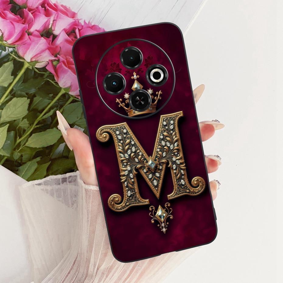 2025 Fashion Crown Letter Case For Tecno Spark 30C 30 Pro 4G Black Silicone Soft Cover For Tecno Spark30C 30 30Pro Phone Cases