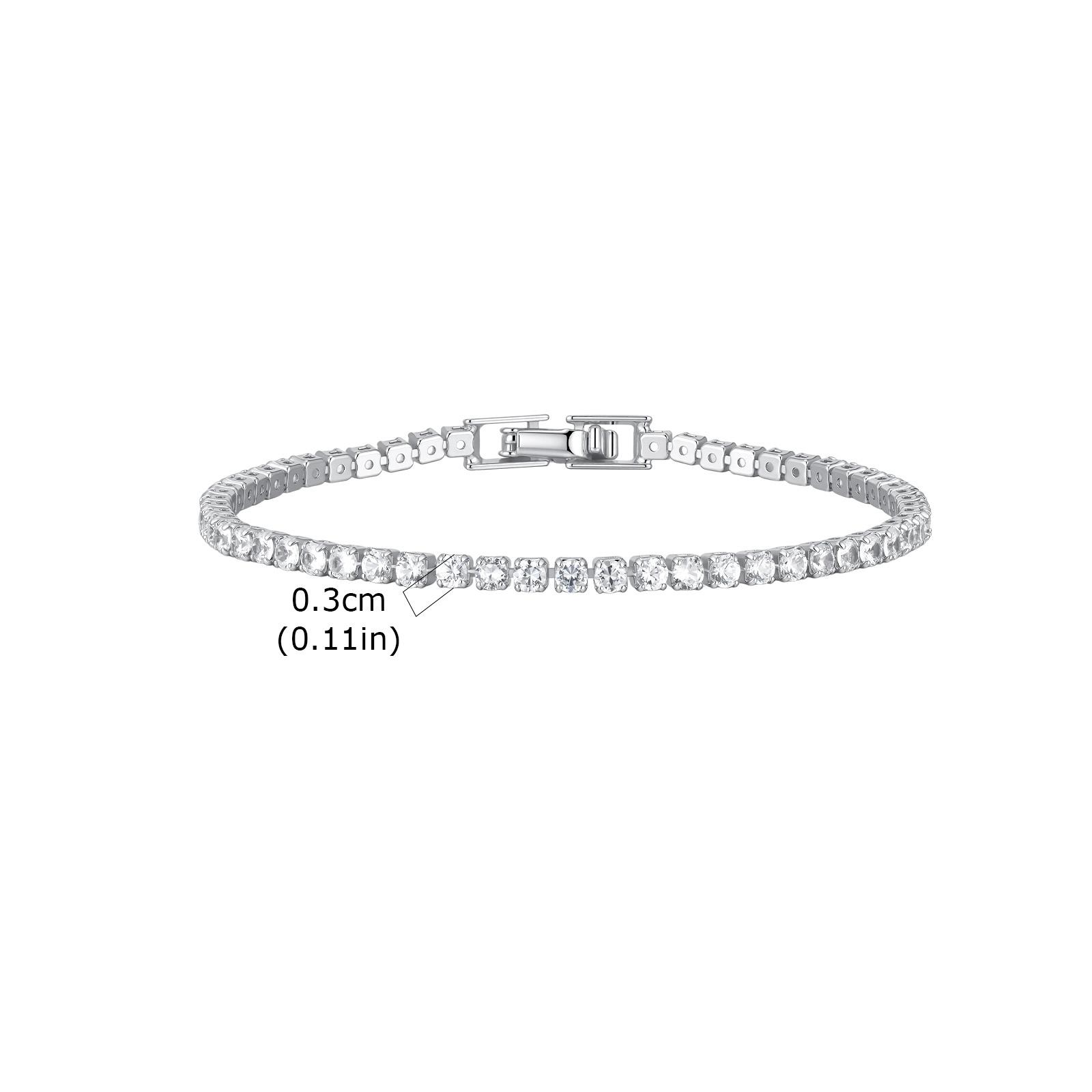 

Women s Luxury Crystal Cubic Zirconia Bracelets 2.6mm/3mm/4mm Width Fashion Tennis Chain Bracelet Classic Wrist Jewelry Gift 17cm